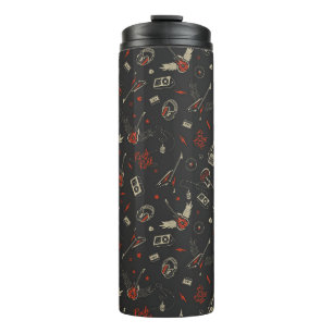 Rock and Roll with Winged Guitars in Gray and red Thermal Tumbler