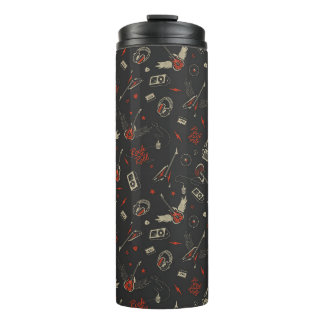 Rock and Roll with Winged Guitars in Gray and red Thermal Tumbler