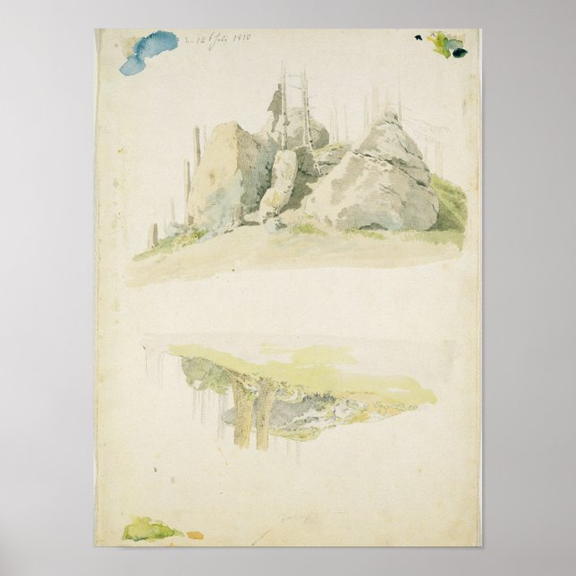 Rock and Tree: Two Studies, 12th July 1810 Poster (Front)