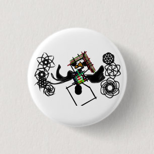 Rock around snowman 3 cm round badge