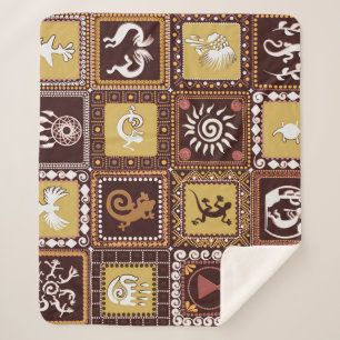 Rock Art Imitation: Vintage Pattern. Sherpa Blanket