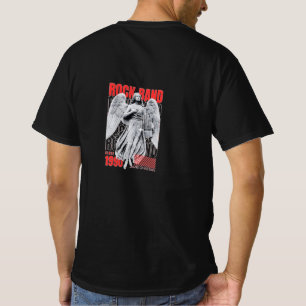 Rock Band Angel Graphic Back Print Black T-Shirt