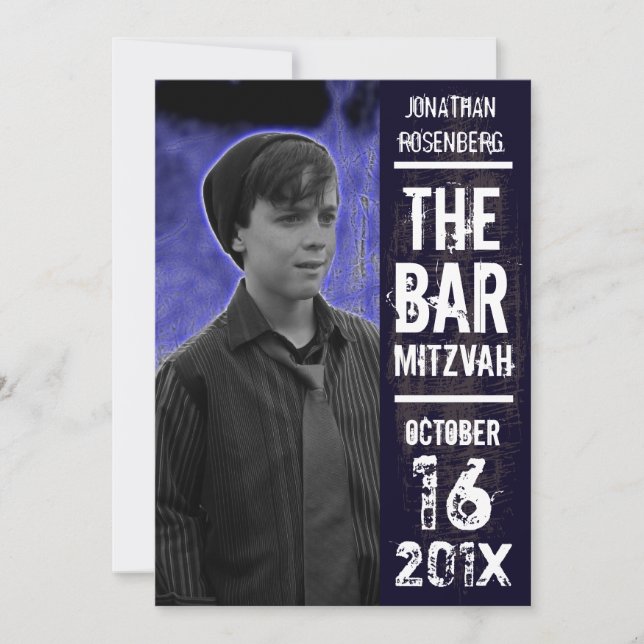 Rock Band Bar Mitzvah Invitation in Black (Front)