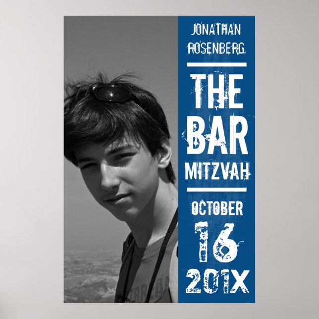 Rock Band Bar Mitzvah Poster in Blue (Front)