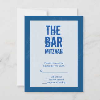Rock Band Bar Mitzvah Reply Card In Blue