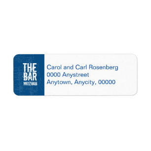 Rock Band Bar Mitzvah Return Address in Blue