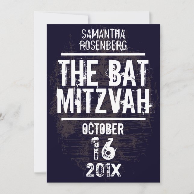 Rock Band Bat Mitzvah Invitation in Black (Front)