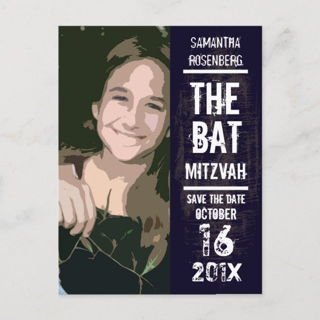 Rock Band Bat Mitzvah Save the Date Announcement Postcard (Front)