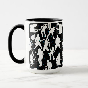 Rock Band Silhouette Pattern.w Black BG Mug