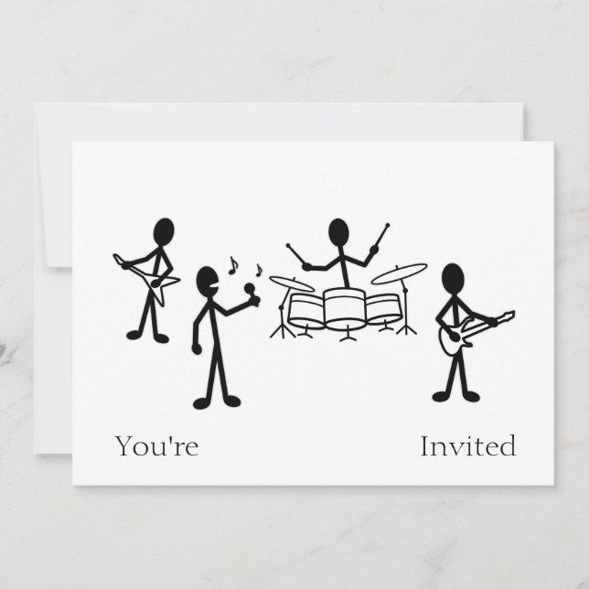 Rock Band Stick Figure Invitation (Front)