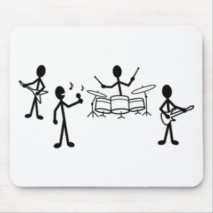 Rock Band Stick Figure Mouse Pad