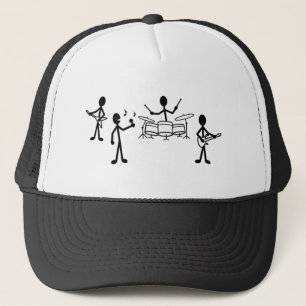 Rock Band Stick Figure Trucker Hat