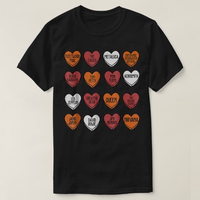 Rock bands hearts candy valentines day fan Music l T-Shirt (Design Front)