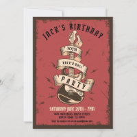 Rock Birthday Party Festival Guitar Music Invite