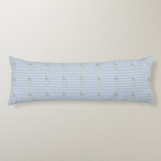 Rock Blue Safari Chevron with Pop Art Giraffe Body Cushion (Front)