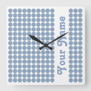Rock Blue Safari Dot with name Square Wall Clock