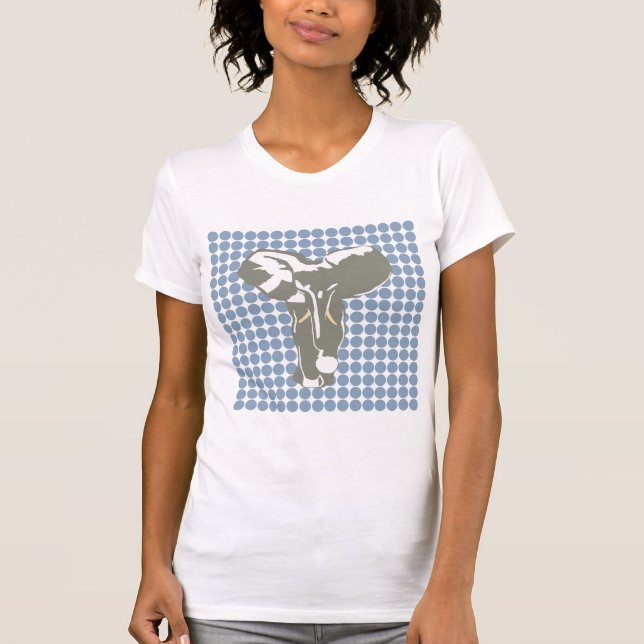 Rock Blue Safari Dot with Pop Art Elephant T-Shirt (Front)