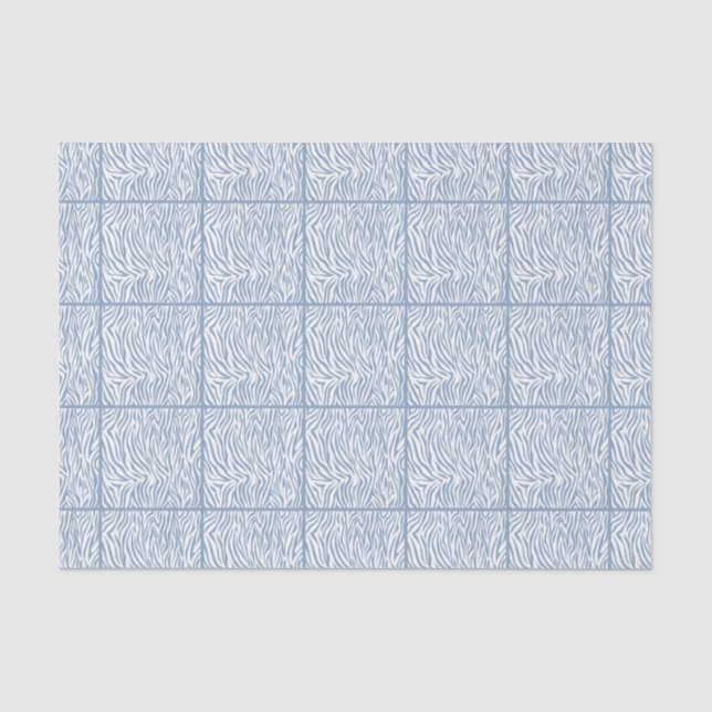 Rock Blue Safari Zebra, tiled design Tissue Paper (Front)