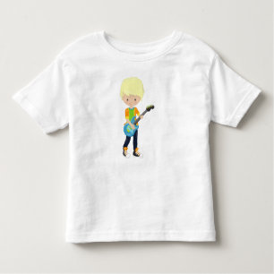 Rock Boy, Blonde Hair, Guitar Player, Band, Music Toddler T-Shirt