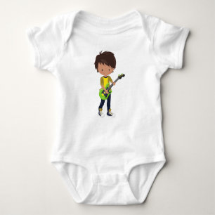 Rock Boy, Latino Boy, Guitar Player, Band, Music Baby Bodysuit