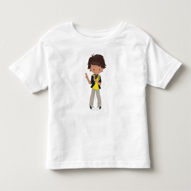 Rock Boy, Latino Boy, Microphone, Band Singer Toddler T-Shirt (Front)