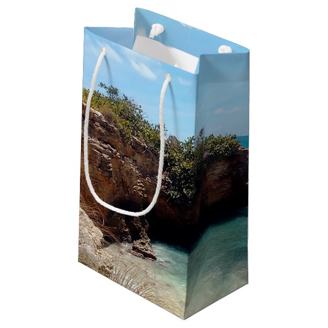 Rock Bridge at the Beach, Puerto Rico, Cabo Rojo Small Gift Bag (Back Angled)