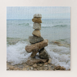 Rock Cairn by the Lake - 20x20 - 676 pcs Jigsaw Puzzle
