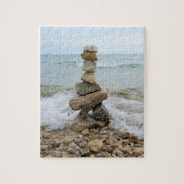 Rock Cairn by the Lake - 8x10 - 110 pcs Jigsaw Puzzle (Vertical)
