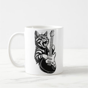 Rock Cat Playing Electric Guitar Cool Music Love Coffee Mug