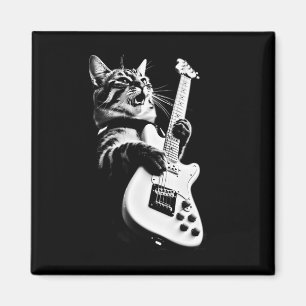 Rock Cat Playing Guitar - Funny Guitar Cat 1  Magnet