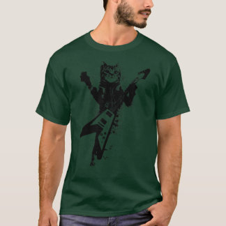 Rock Cat Playing Guitar Funny Guitar Cat (31) T-Shirt