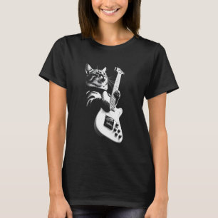 Rock Cat Playing Guitar - Funny Guitar Cat Rock Pl T-Shirt