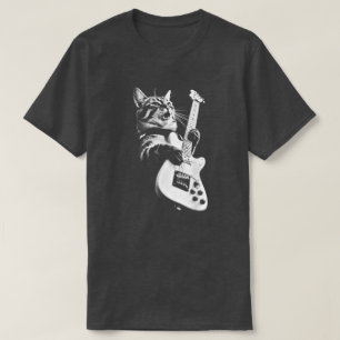 Rock Cat Playing Guitar - Funny Guitar Cat T-Shirt