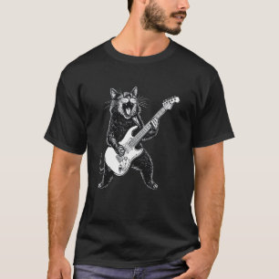 Rock Cat Playing Guitar Funny Music T-Shirt