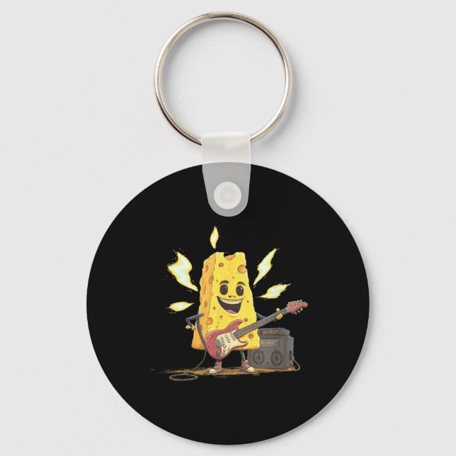 Rock Cheese with Amplifier and E-Guitar Graphic Key Ring (Front)