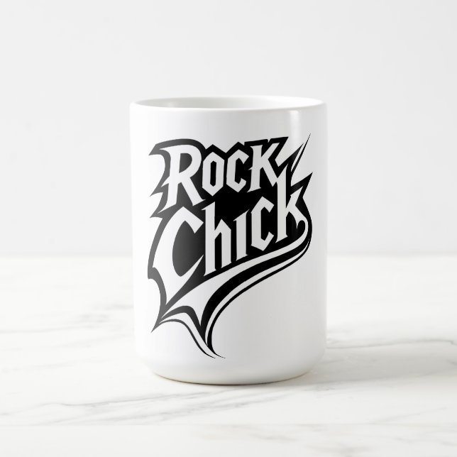 Rock Chick – Bold Black and White Typography Coffee Mug (Center)
