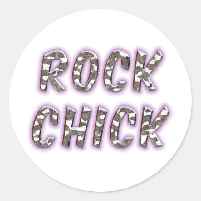 Rock Chick Chrome With Purple Glow Classic Round Sticker (Front)