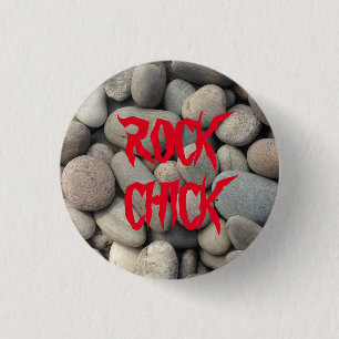 ROCK CHICK PEBBLE STONE BUTTON