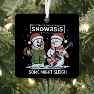 Rock Christmas SNOWASIS Some Might Sleigh Snowman Metal Tree Decoration