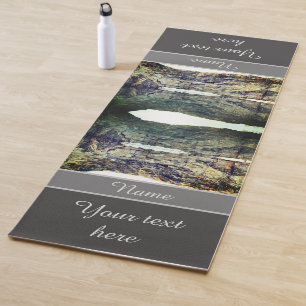 Rock Cliff Reflections In Pond Personalised Yoga Mat