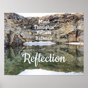 Rock Cliff Wall Reflection Inspirational Poster