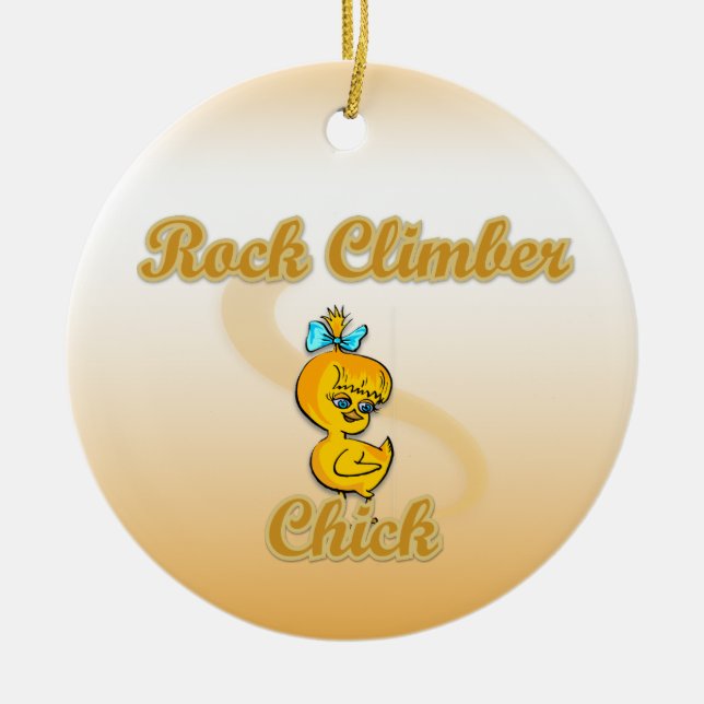 Rock Climber Chick Ceramic Tree Decoration (Front)