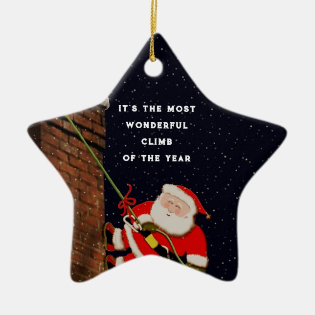 Rock Climber Christmas Ceramic Tree Decoration (Front)