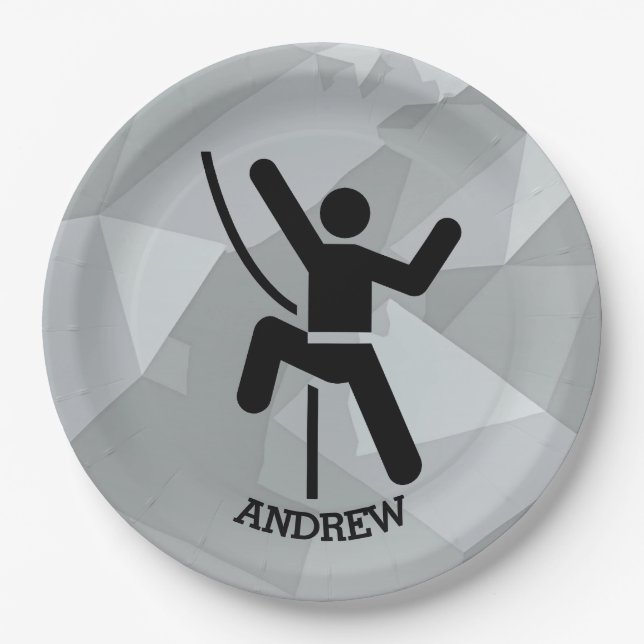 Rock Climber Design Paper Plate (Front)