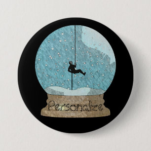 Rock climber rope repelling snow globe unique 7.5 cm round badge