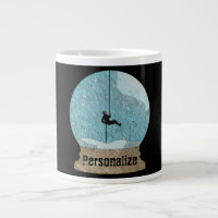 Rock climber rope repelling snow globe unique