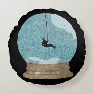 Rock climber rope repelling snow globe unique round cushion