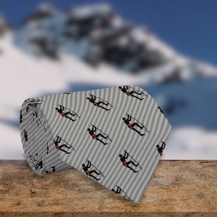 Rock Climber Scaling Mountain Face Logo on Striped Tie