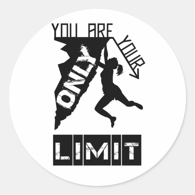 Rock Climber Silhouette - Inspirational Climbing Classic Round Sticker (Front)