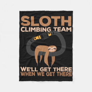 Rock Climber Sloth Climbing Team Carabiner Fleece Blanket